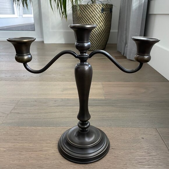 Restoration Hardware Bronze Metal Lightly Distressed 3 Candle Candlelabra Sz OS - Picture 9 of 9